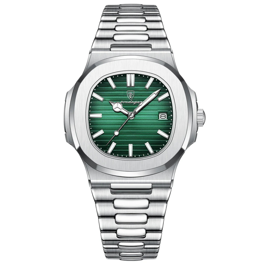 Men’s Luxury Sports Quartz Watch with Square Dial, Luminous Display, Date Function & Waterproof Design
