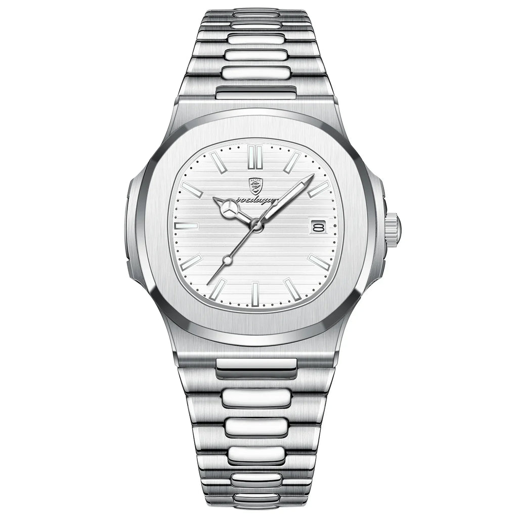 Men’s Luxury Sports Quartz Watch with Square Dial, Luminous Display, Date Function & Waterproof Design