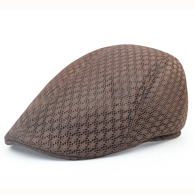 Men’s Mesh Beret – Breathable Solid Color Summer Hat for Hunting, Driving and Golf