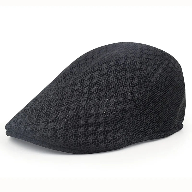 Men’s Mesh Beret – Breathable Solid Color Summer Hat for Hunting, Driving and Golf