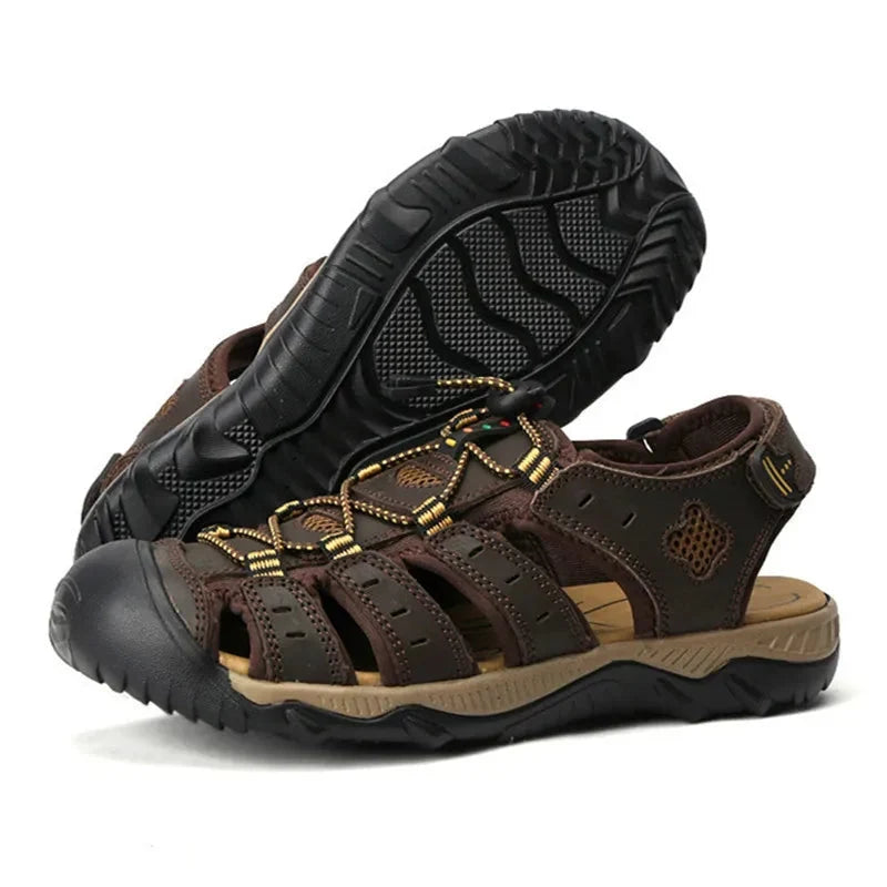 Premium Genuine Leather Sandals – Extended Size Collection, Casual Beach & Outdoor Design