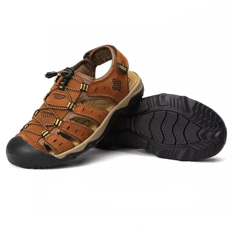 Premium Genuine Leather Sandals – Extended Size Collection, Casual Beach & Outdoor Design