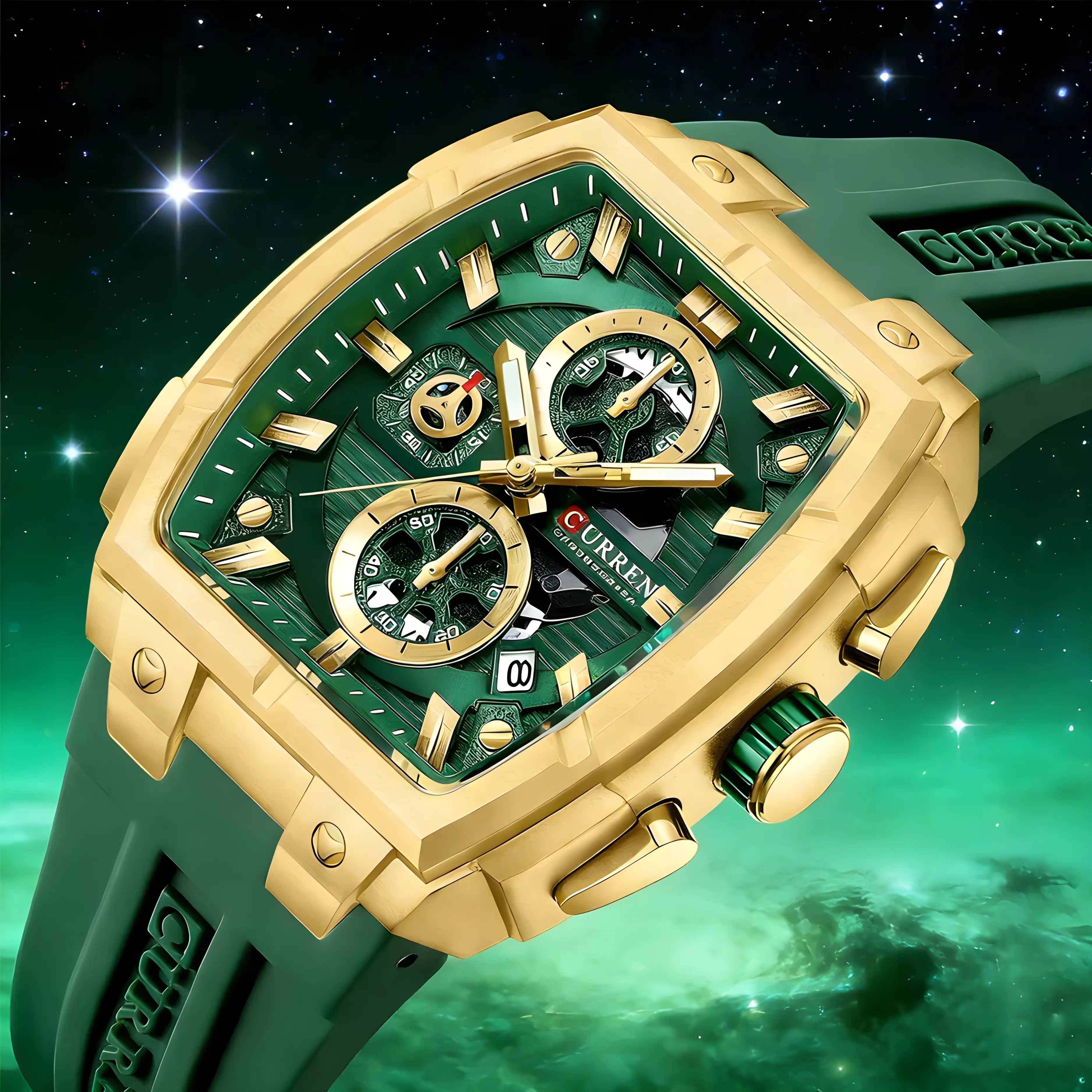 Men’s Multi-Functional Sports Watch – Silicone Strap, Chronograph and Auto Date Display