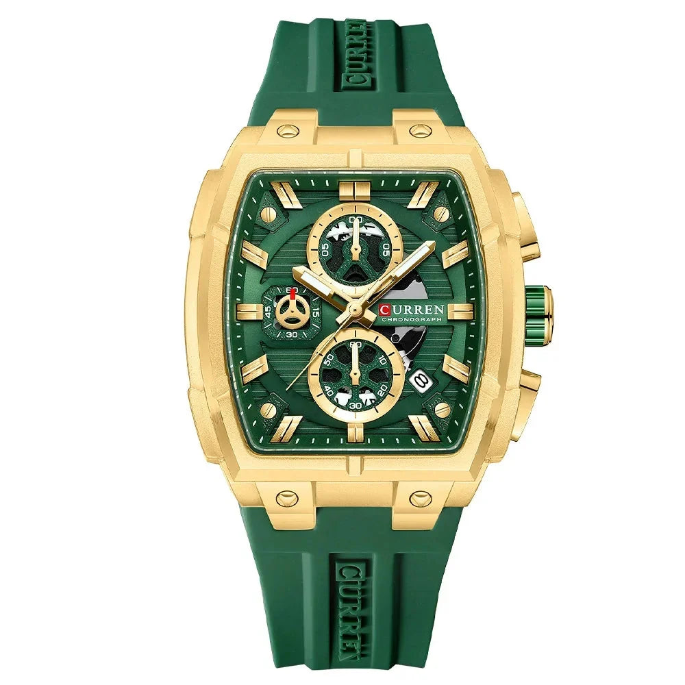 Men’s Multi-Functional Sports Watch – Silicone Strap, Chronograph and Auto Date Display