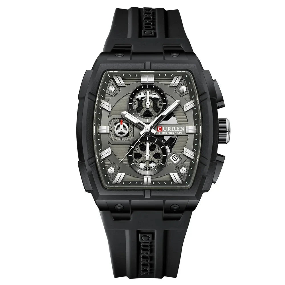 Men’s Multi-Functional Sports Watch – Silicone Strap, Chronograph and Auto Date Display
