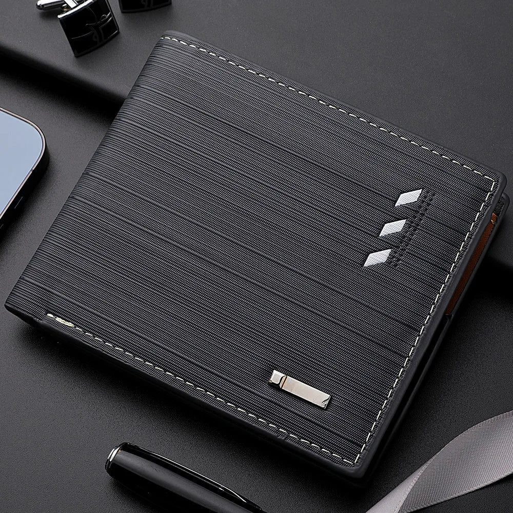 Men’s Short PU Leather Wallet – Multi-Slot Credit Card Holder, Casual Compact Design