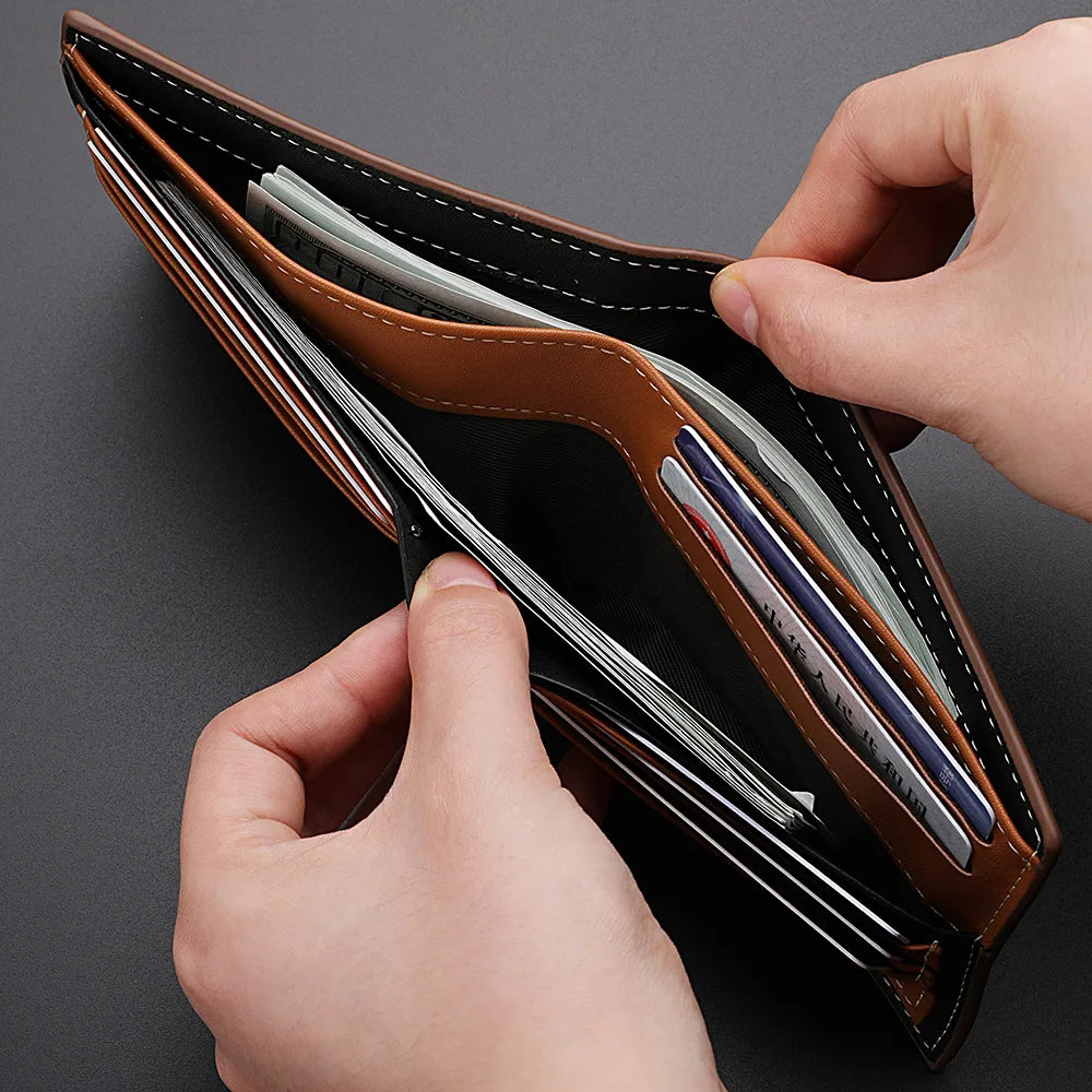 Men’s Short PU Leather Wallet – Multi-Slot Credit Card Holder, Casual Compact Design