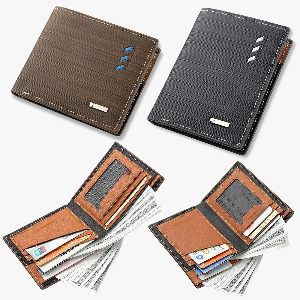 Men’s Short PU Leather Wallet – Multi-Slot Credit Card Holder, Casual Compact Design