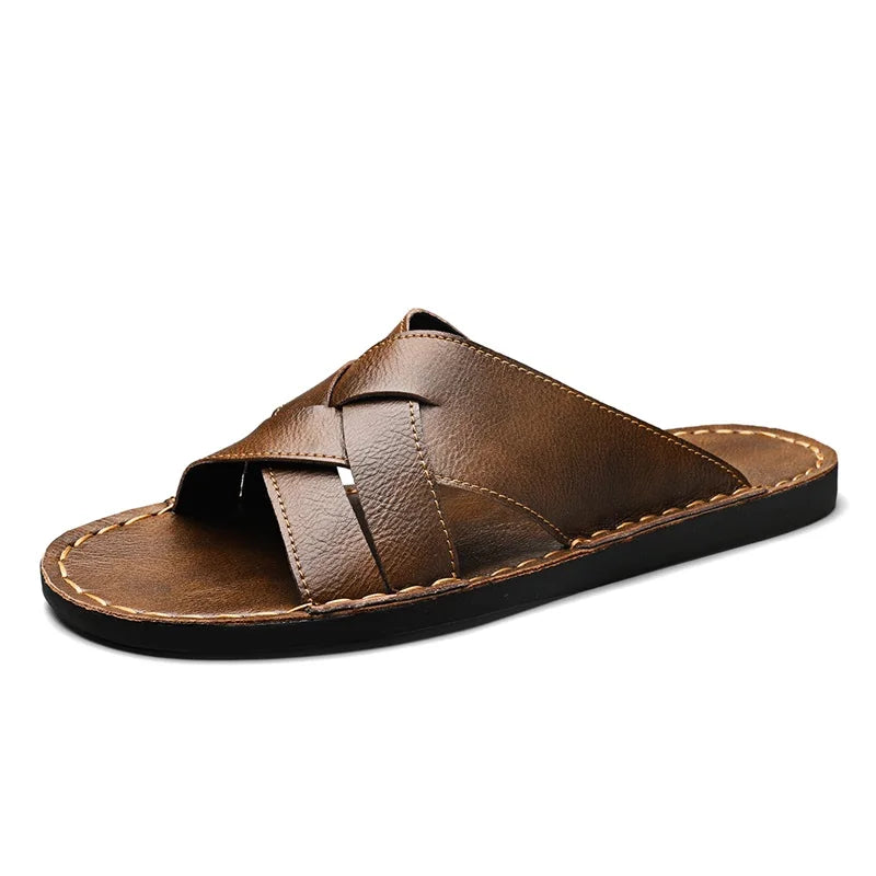 Premium Woven Cowhide Leather Sandals – Luxury Design with Extended Size Range