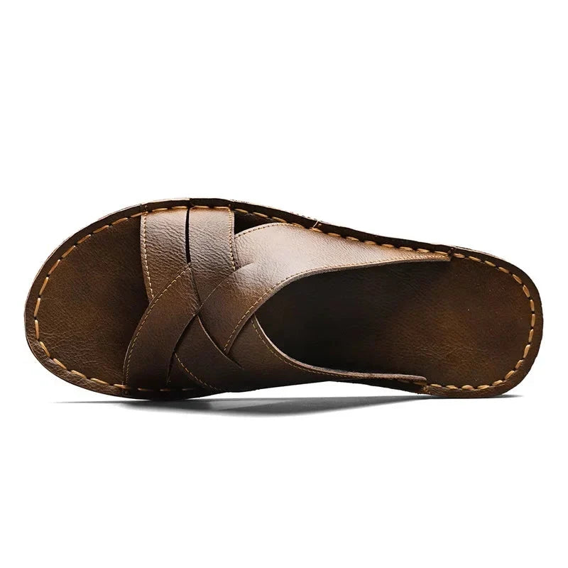 Premium Woven Cowhide Leather Sandals – Luxury Design with Extended Size Range