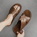 Premium Woven Cowhide Leather Sandals – Luxury Design with Extended Size Range