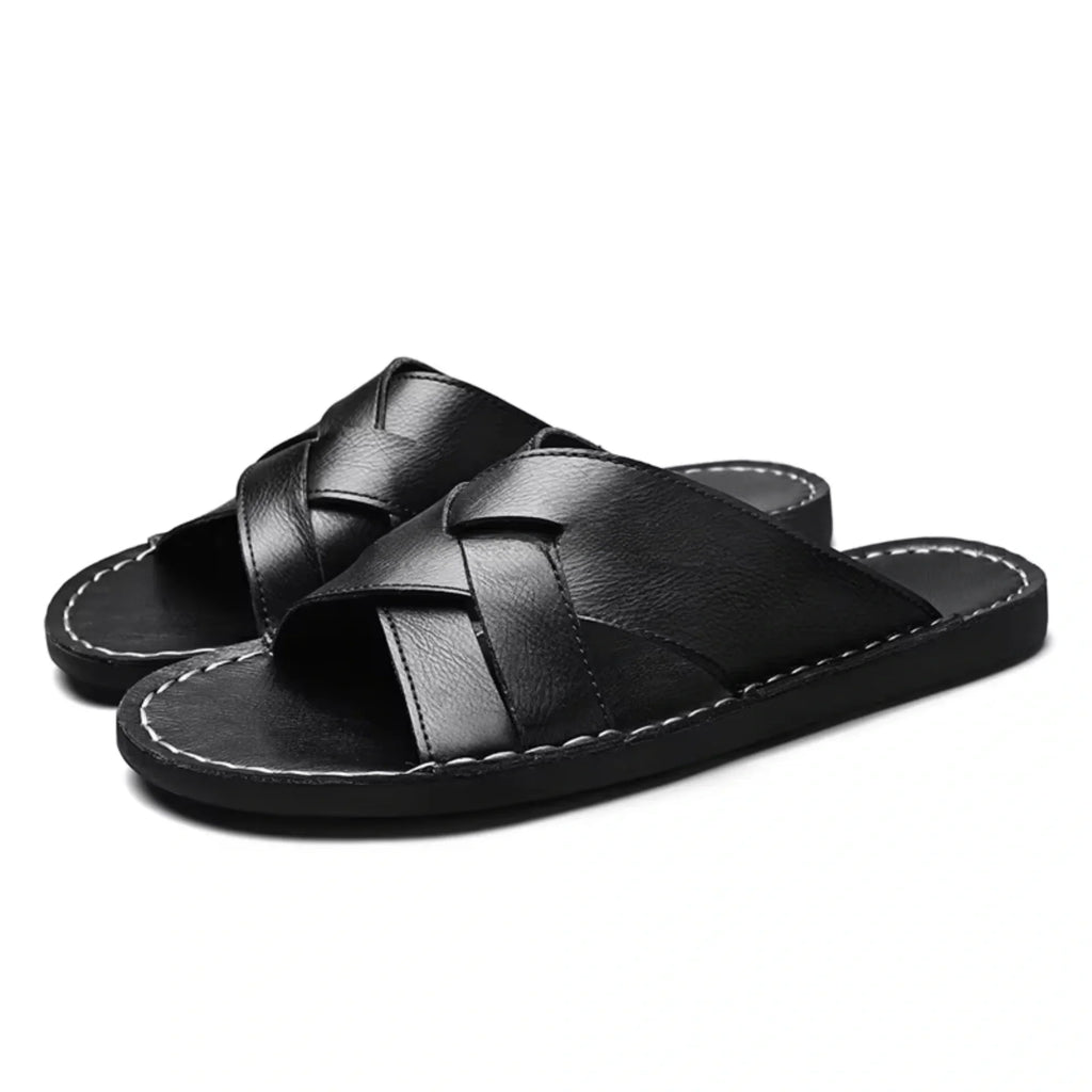 Premium Woven Cowhide Leather Sandals – Luxury Design with Extended Size Range