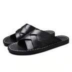 Premium Woven Cowhide Leather Sandals – Luxury Design with Extended Size Range