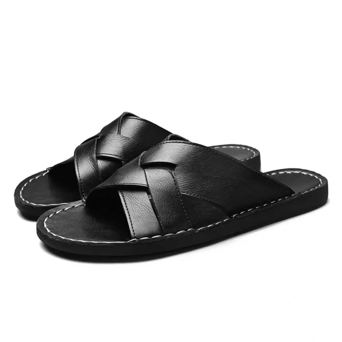 Premium Woven Cowhide Leather Sandals – Luxury Design with Extended Size Range