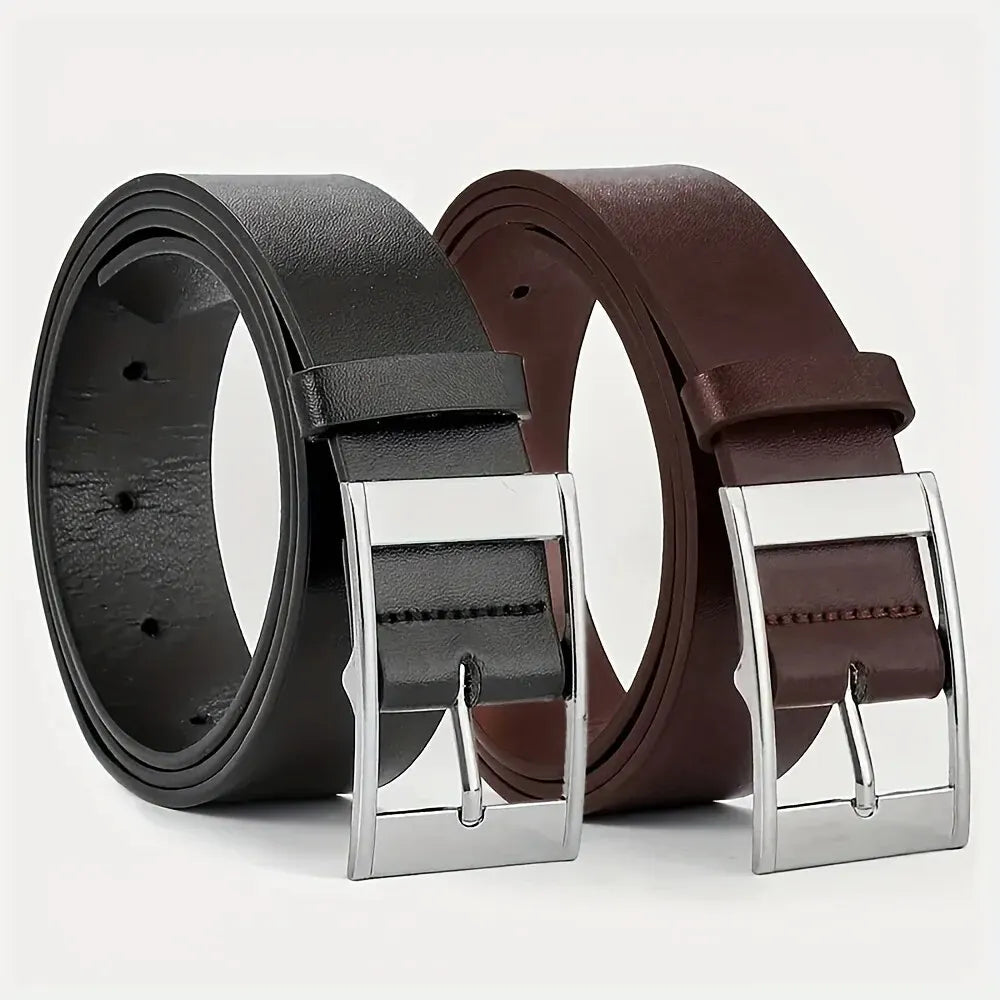 New Luxury Men’s PU Leather Belt – High-Quality Metal Pin Buckle, Designer Waist Strap for Jeans