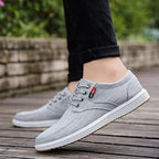 Odorless Slip-Resistant Navy Blue Sneakers for Men & Teen Boys – Casual Lace-Up Canvas Student Shoes, Comfortable Everyday Footwear