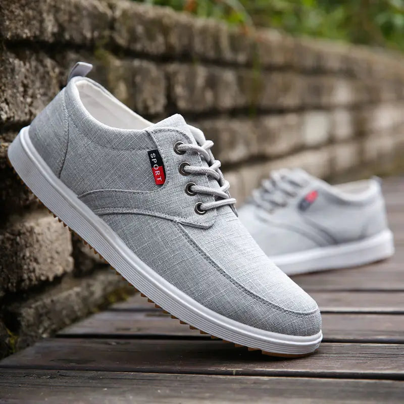 Odorless Slip-Resistant Navy Blue Sneakers for Men & Teen Boys – Casual Lace-Up Canvas Student Shoes, Comfortable Everyday Footwear