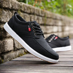Odorless Slip-Resistant Navy Blue Sneakers for Men & Teen Boys – Casual Lace-Up Canvas Student Shoes, Comfortable Everyday Footwear