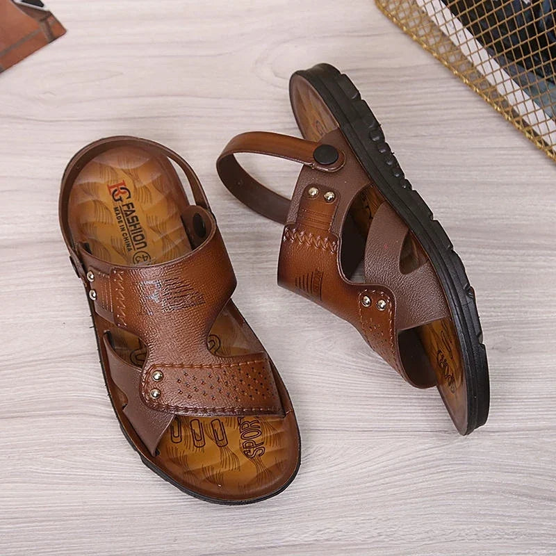 Men’s Open Toe Beach Sandals Breathable Non-Slip Summer Slippers Two-Way Casual Outdoor Footwear