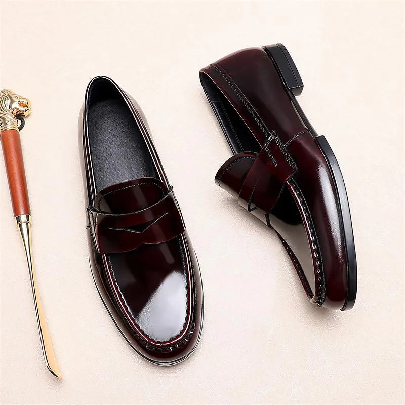 Men’s Patent Leather Shoes – British Style Casual & Dress, Elegant Work and Event Footwear