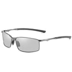 Men’s Photochromic Polarized Sunglasses – Metal Square Frame UV400 Driving & Outdoor Sports Glasses