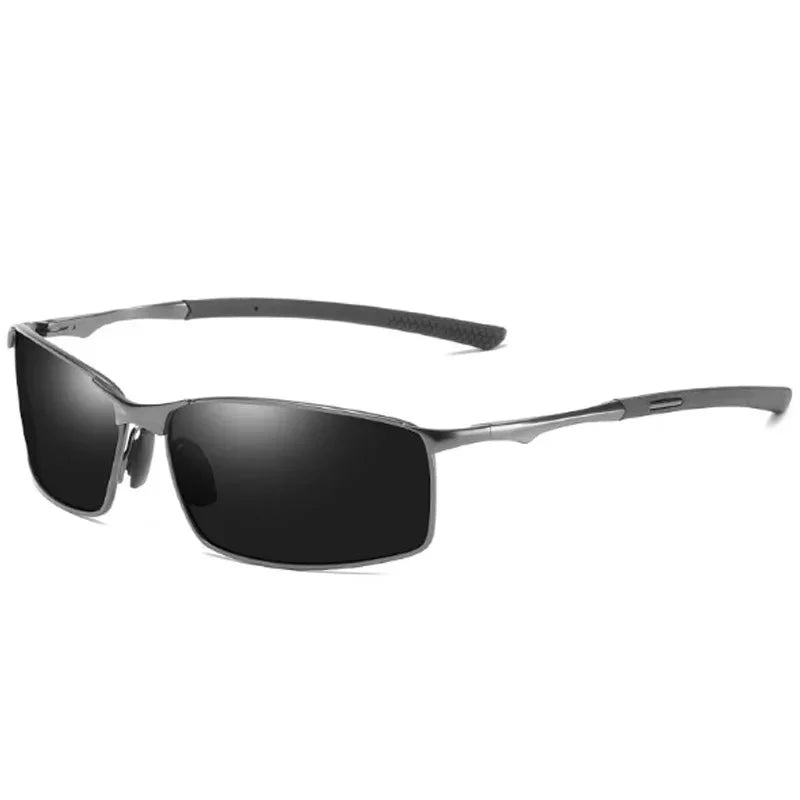 Men’s Photochromic Polarized Sunglasses – Metal Square Frame UV400 Driving & Outdoor Sports Glasses