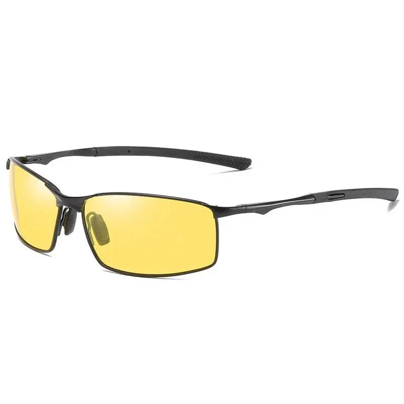 Men’s Photochromic Polarized Sunglasses – Metal Square Frame UV400 Driving & Outdoor Sports Glasses