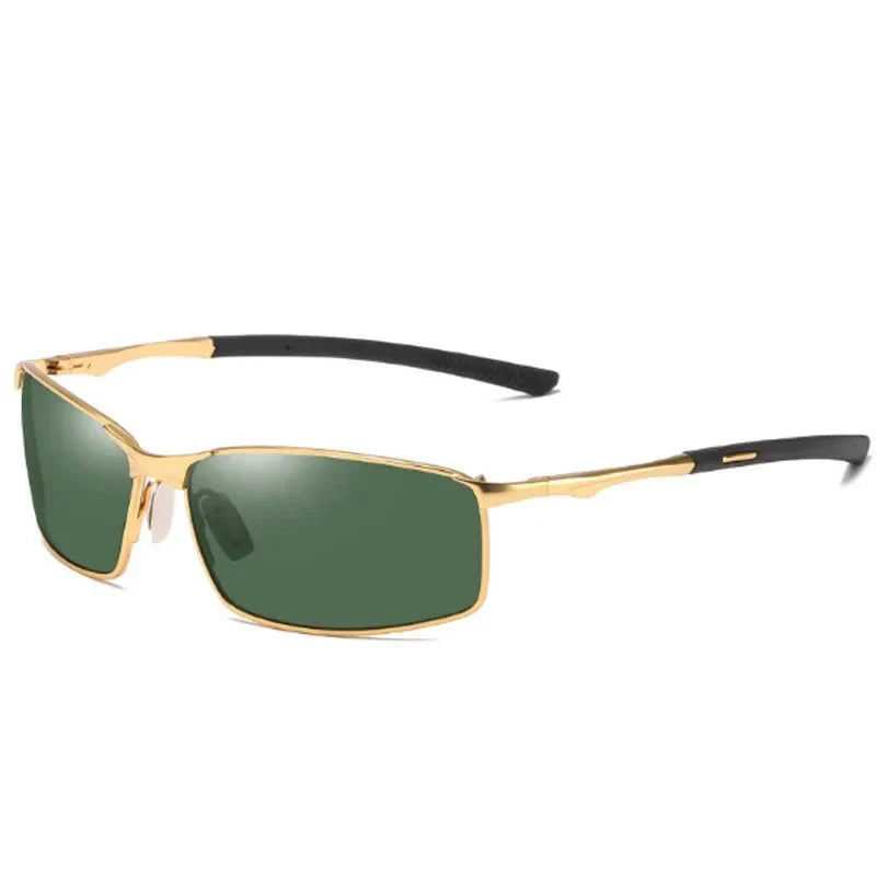Men’s Photochromic Polarized Sunglasses – Metal Square Frame UV400 Driving & Outdoor Sports Glasses