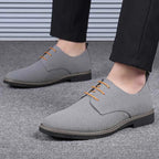Men’s Suede Oxford Dress Shoes – Casual Lace-Up Flats, Luxury Breathable Footwear for Men