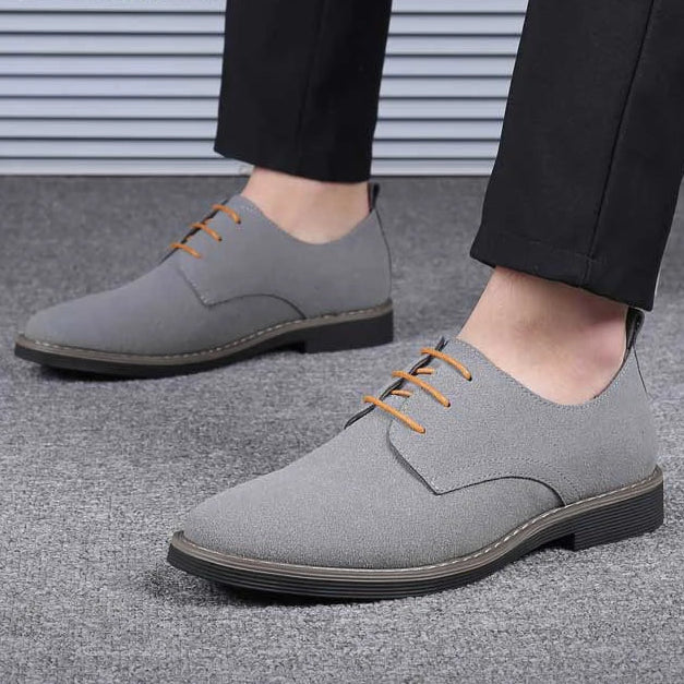Men’s Suede Oxford Dress Shoes – Casual Lace-Up Flats, Luxury Breathable Footwear for Men