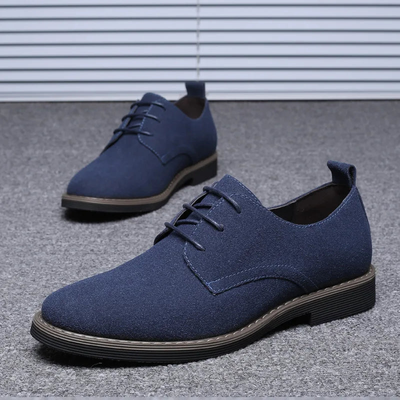 Men’s Suede Oxford Dress Shoes – Casual Lace-Up Flats, Luxury Breathable Footwear for Men