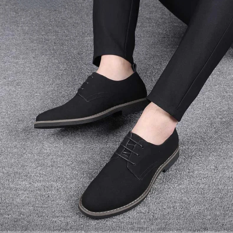 Men’s Suede Oxford Dress Shoes – Casual Lace-Up Flats, Luxury Breathable Footwear for Men