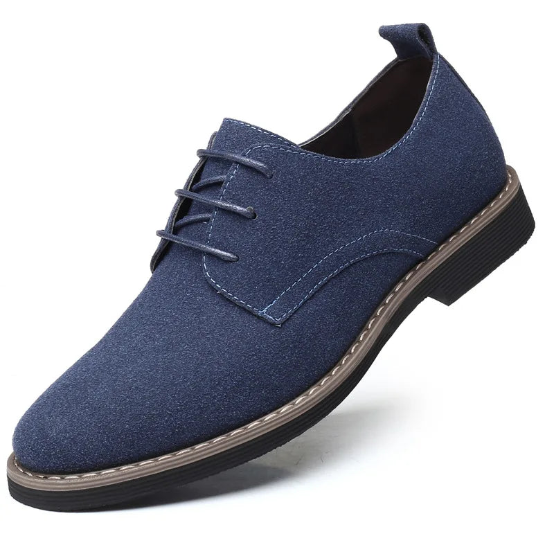 Men’s Suede Oxford Dress Shoes – Casual Lace-Up Flats, Luxury Breathable Footwear for Men