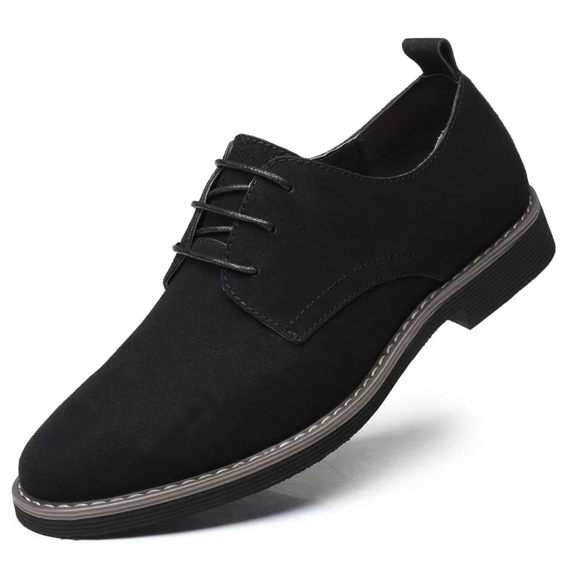 Men’s Suede Oxford Dress Shoes – Casual Lace-Up Flats, Luxury Breathable Footwear for Men