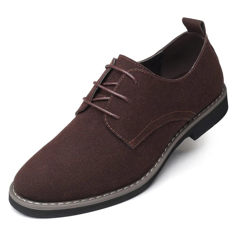 Men’s Suede Oxford Dress Shoes – Casual Lace-Up Flats, Luxury Breathable Footwear for Men