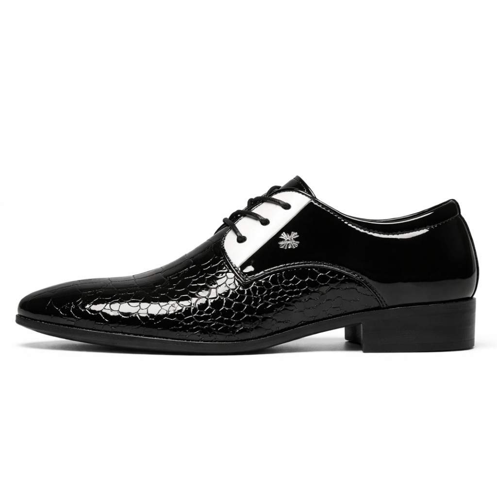 Men’s Classic Pointed Toe Dress Shoes – Italian Oxford Derbies in Luxury Patent Leather for Wedding and Formal Occasions, Plus Sizes Available