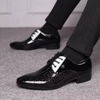 Men’s Classic Pointed Toe Dress Shoes – Italian Oxford Derbies in Luxury Patent Leather for Wedding and Formal Occasions, Plus Sizes Available