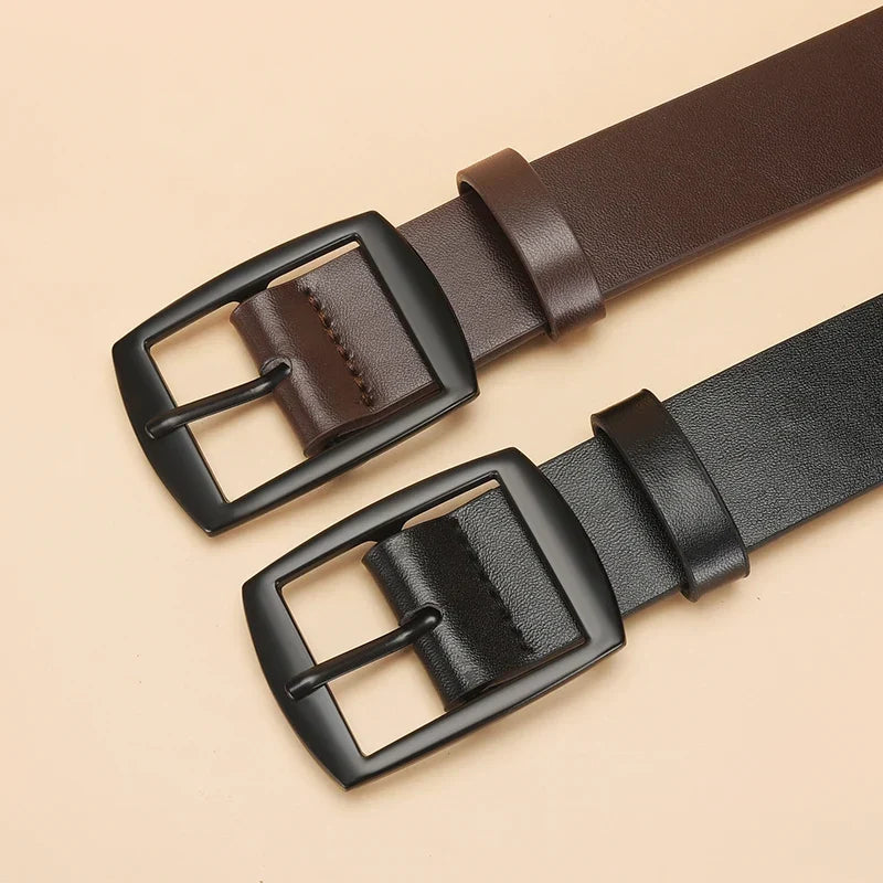 Men’s Luxury PU Leather Belt – High-Quality Metal Pin Buckle Designer Waist Belt for Jeans, Plus Size