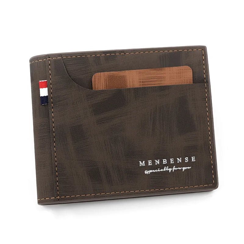 Men’s PU Leather Wallet with Zipper – Short Card Holder with Coin Pocket, High Quality Design