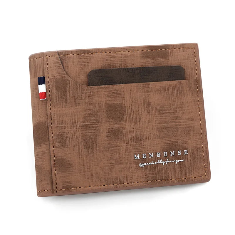 Men’s PU Leather Wallet with Zipper – Short Card Holder with Coin Pocket, High Quality Design