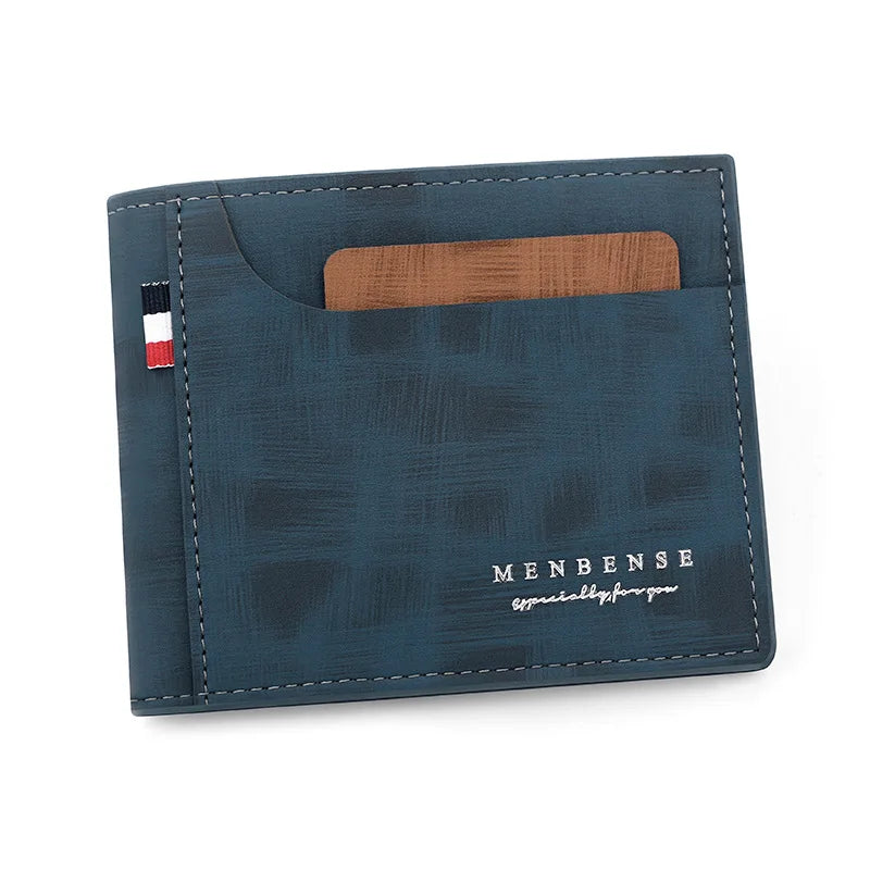 Men’s PU Leather Wallet with Zipper – Short Card Holder with Coin Pocket, High Quality Design