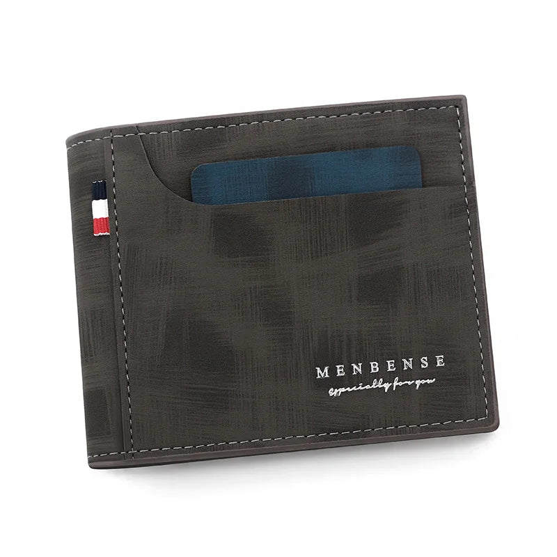 Men’s PU Leather Wallet with Zipper – Short Card Holder with Coin Pocket, High Quality Design