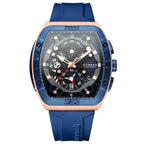 Men’s Luxury Quartz Watch – Business Style with Blue Silicone Band, Luminous Hands and Waterproof Design