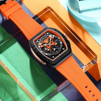 Men’s Luxury Quartz Watch – Business Style with Blue Silicone Band, Luminous Hands and Waterproof Design