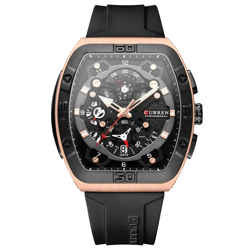 Men’s Luxury Quartz Watch – Business Style with Blue Silicone Band, Luminous Hands and Waterproof Design