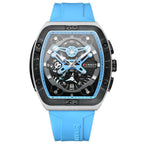 Men’s Luxury Quartz Watch – Business Style with Blue Silicone Band, Luminous Hands and Waterproof Design