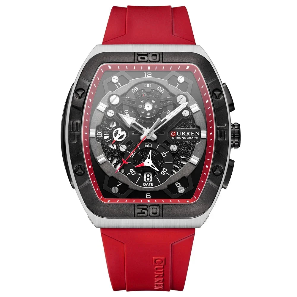 Men’s Luxury Quartz Watch – Business Style with Blue Silicone Band, Luminous Hands and Waterproof Design