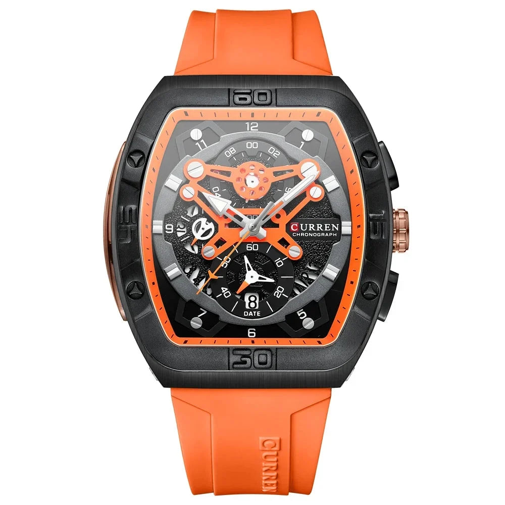 Men’s Luxury Quartz Watch – Business Style with Blue Silicone Band, Luminous Hands and Waterproof Design