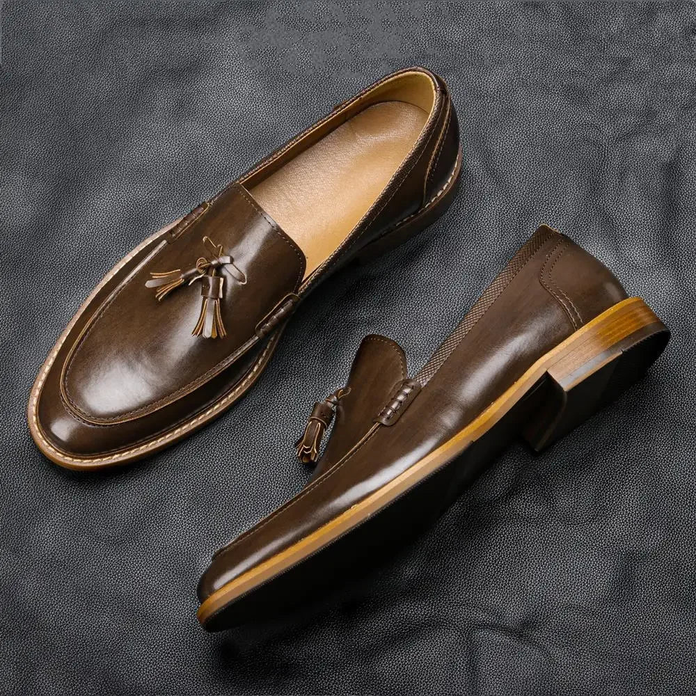 Refined American-Style Men’s Leather Loafers Brown – Comfortable Casual Luxury Shoes