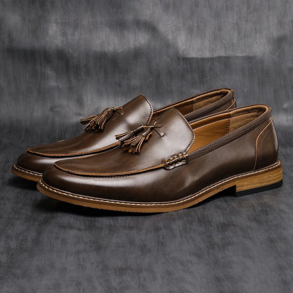 Refined American-Style Men’s Leather Loafers Brown – Comfortable Casual Luxury Shoes